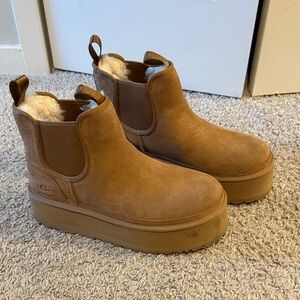 UGG Chelsea Neumel Tan Platform Boots